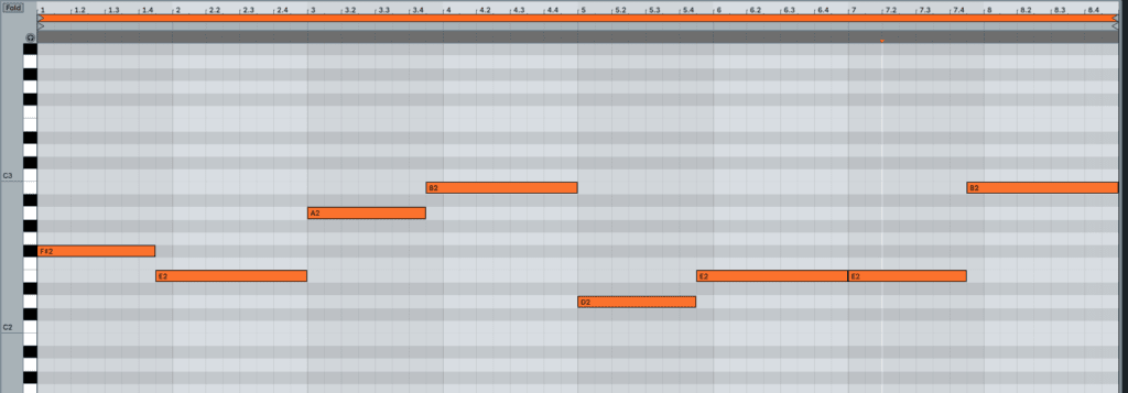 Bassline Midi Notes After 4Bar Loop Differentiation