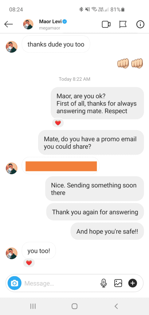 Asking For Maor Levis Promo Email